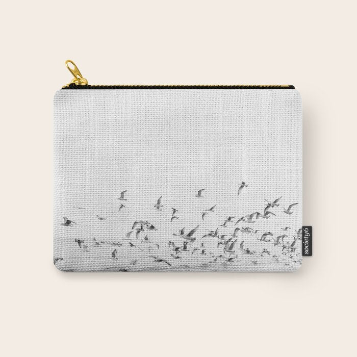 "Seagulls" | Coastal black and white photo | Film photography | Beach Carry All Pouch Gallery Image 1