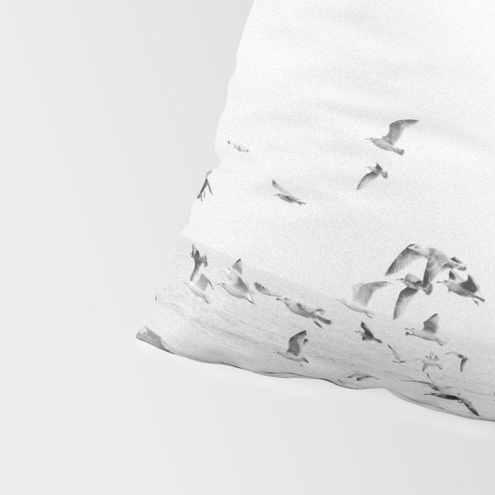 "Seagulls" | Coastal black and white photo | Film photography | Beach Pillow Sham Gallery Image 4