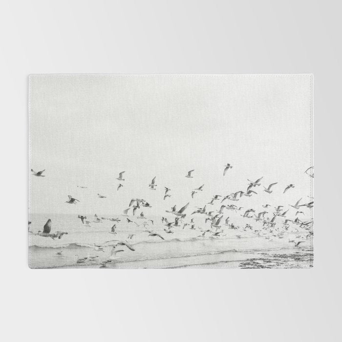 "Seagulls" | Coastal black and white photo | Film photography | Beach Rug Gallery Image 2
