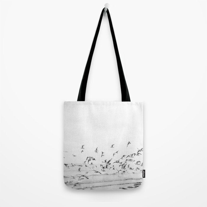 "Seagulls" | Coastal black and white photo | Film photography | Beach Tote Bag Gallery Image 2
