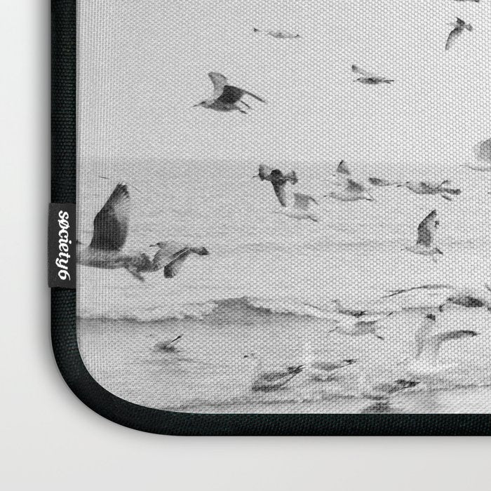 "Seagulls" | Coastal black and white photo | Film photography | Beach Laptop Sleeve Gallery Image 3