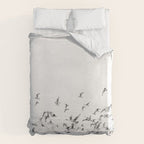 "Seagulls" | Coastal black and white photo | Film photography | Beach Duvet Cover Gallery Image 6