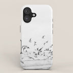 "Seagulls" | Coastal black and white photo | Film photography | Beach iPhone Case Gallery Image 1