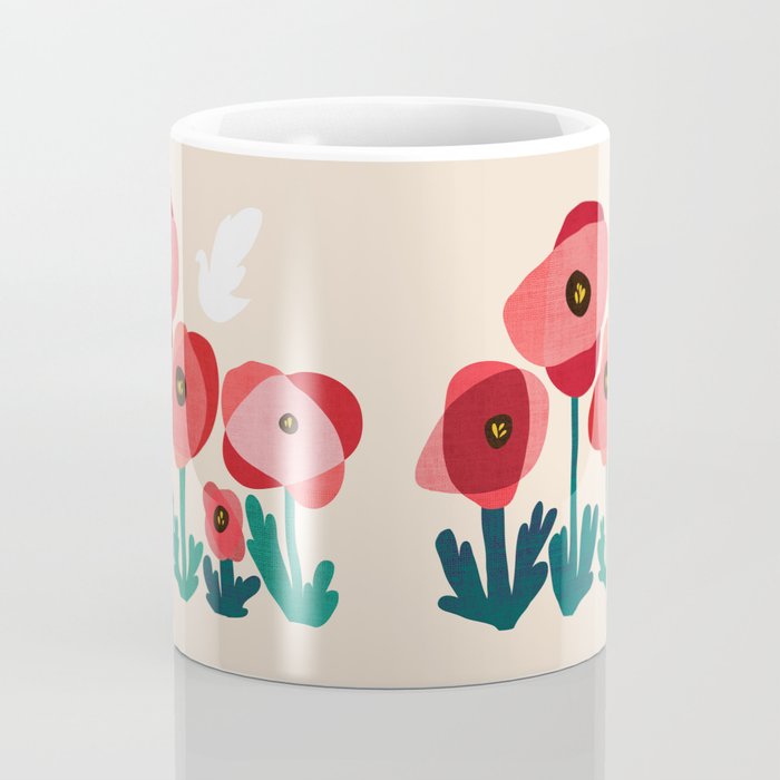 Poppy flowers and bird Coffee Mug Gallery Image 4