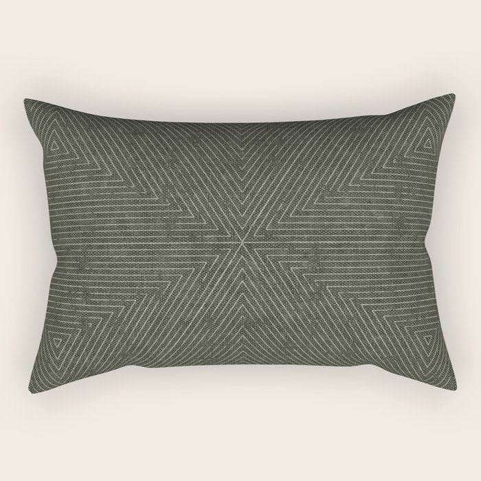 boho triangle stripes - olive green Rectangular Pillow Gallery Image 2