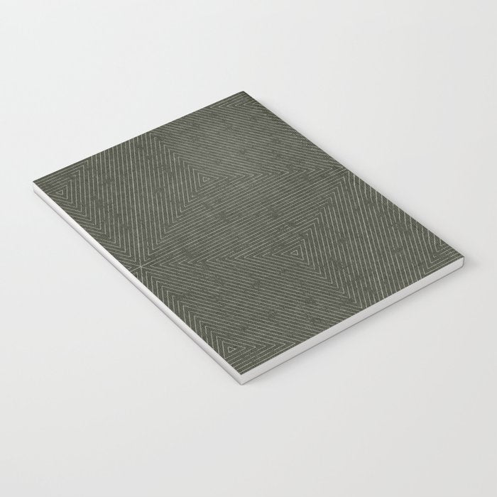 boho triangle stripes - olive green Notebook Gallery Image 3