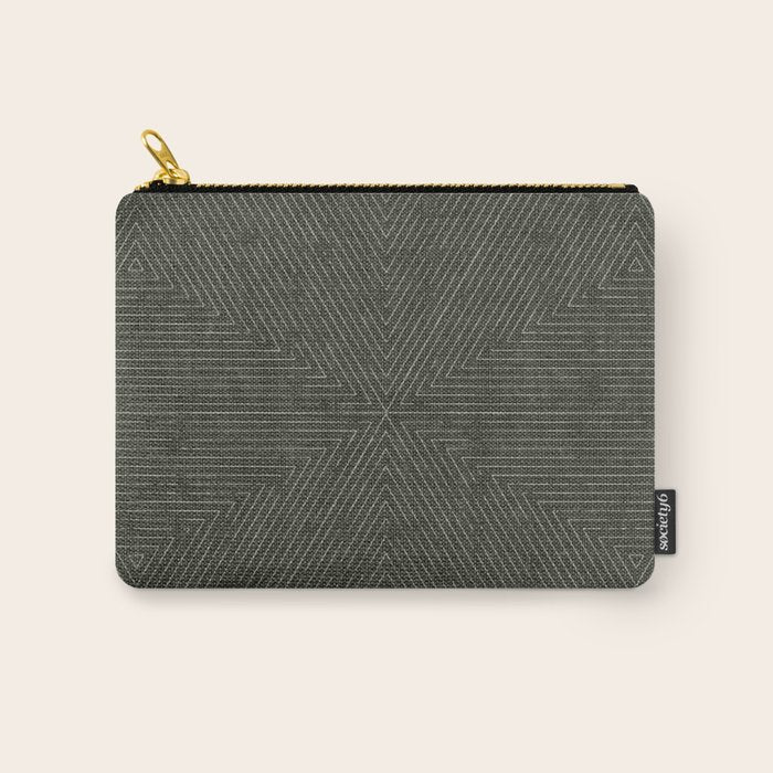 boho triangle stripes - olive green Carry All Pouch Gallery Image 1