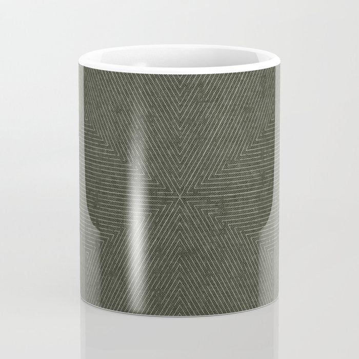boho triangle stripes - olive green Coffee Mug Gallery Image 4