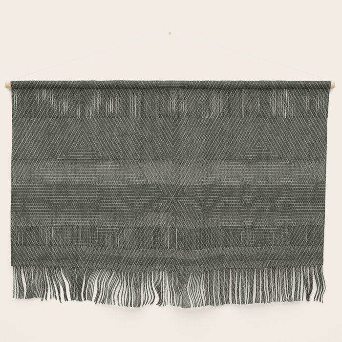 boho triangle stripes - olive green Wall Hanging Gallery Image 1