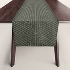 boho triangle stripes - olive green Table Runner Gallery Image 1