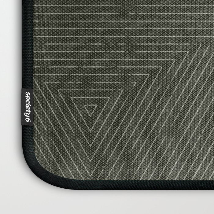 boho triangle stripes - olive green Laptop Sleeve Gallery Image 3