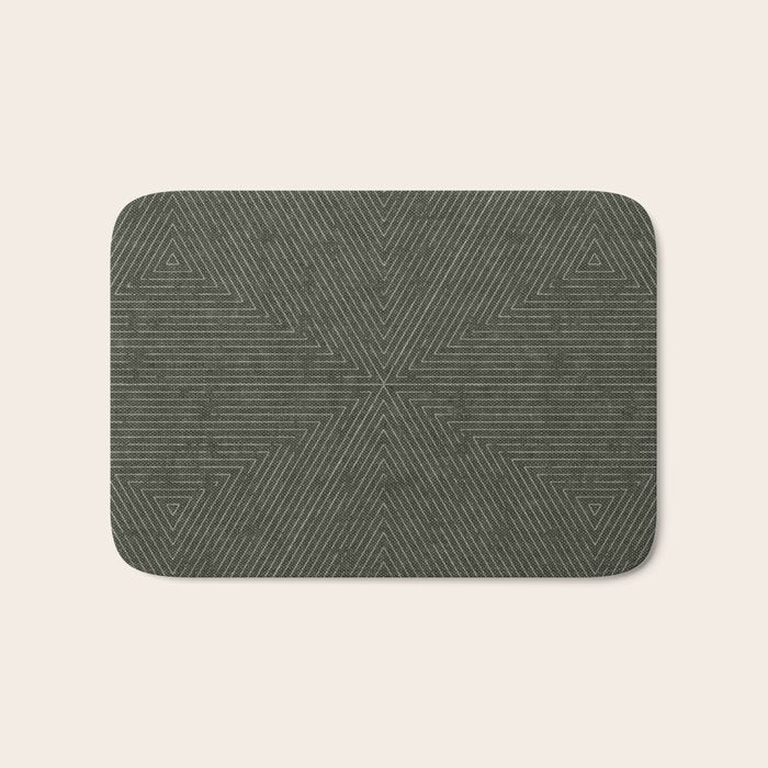boho triangle stripes - olive green Bath Mat Gallery Image 1