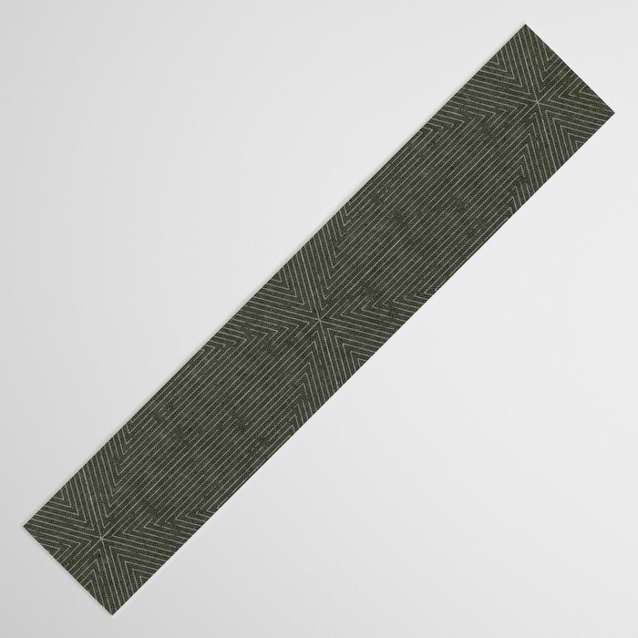 boho triangle stripes - olive green Table Runner Gallery Image 3