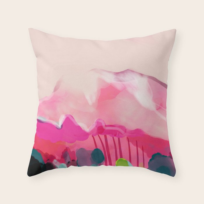 pink mountain Throw Pillow Gallery Image 6