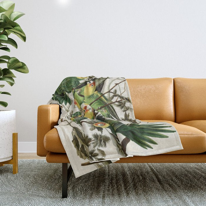Carolina Parrot - John James Audubon's Birds of America Print Throw Blanket Gallery Image 1