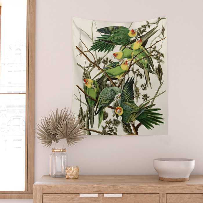 Carolina Parrot - John James Audubon's Birds of America Print Wall Tapestry Gallery Image 2