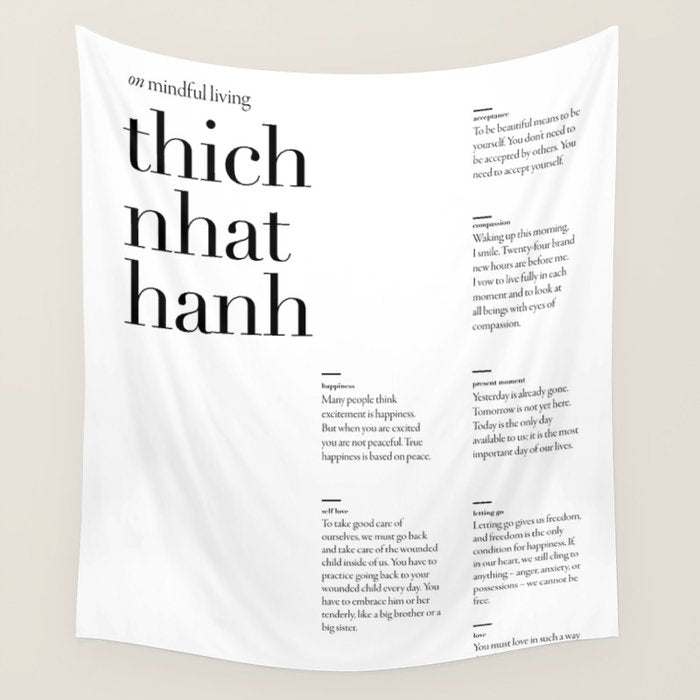Thich Nhat Hanh Quote Collections on mindful living  Wall Tapestry Gallery Image 4