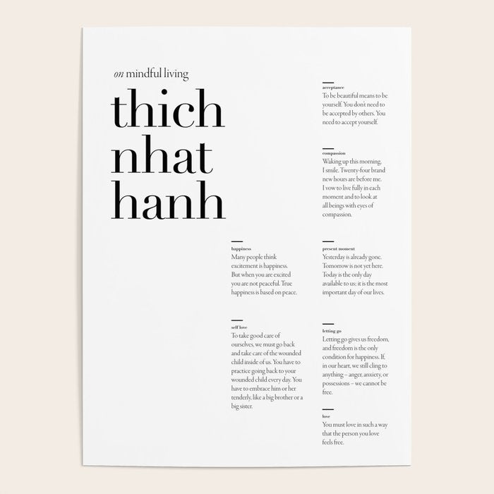 Thich Nhat Hanh Quote Collections on mindful living  Poster Gallery Image 1