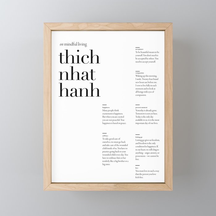 Thich Nhat Hanh Quote Collections on mindful living  Mini Art Print Gallery Image 1