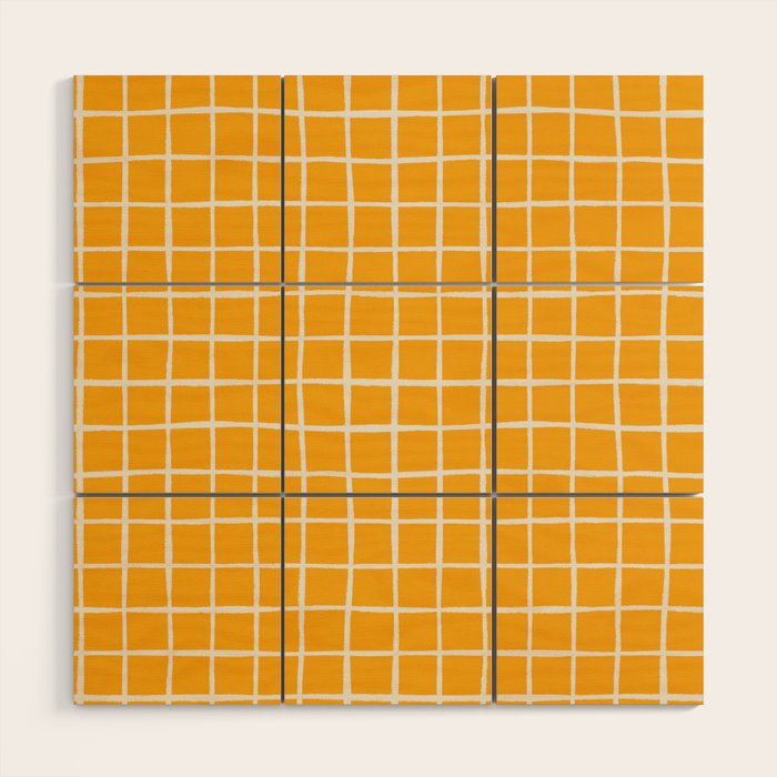 Criss Cross Stripes - Saffron Yellow Wood Wall Art Gallery Image 1