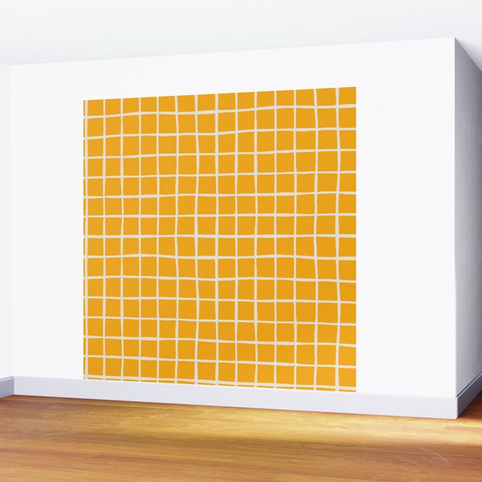 Criss Cross Stripes - Saffron Yellow Wall Mural Gallery Image 2