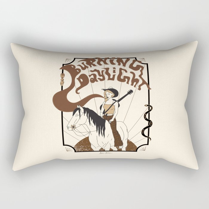 Burning Daylight - Black, Cream, Rust Rectangular Pillow Gallery Image 2