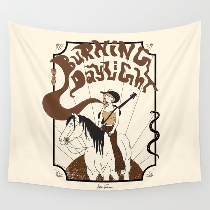 Burning Daylight - Black, Cream, Rust Wall Tapestry Gallery Image 4