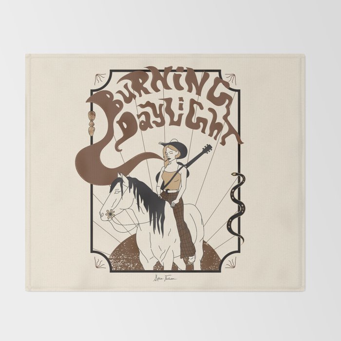 Burning Daylight - Black, Cream, Rust Throw Blanket Gallery Image 2