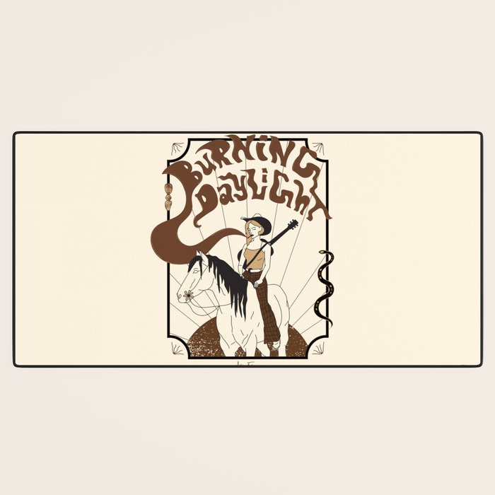 Burning Daylight - Black, Cream, Rust Desk Mat Gallery Image 3