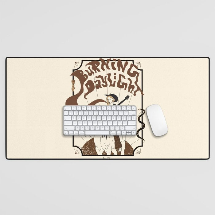 Burning Daylight - Black, Cream, Rust Desk Mat Gallery Image 1