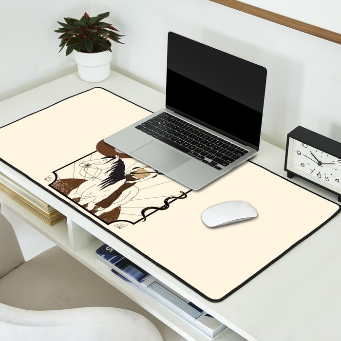 Burning Daylight - Black, Cream, Rust Desk Mat Gallery Image 2