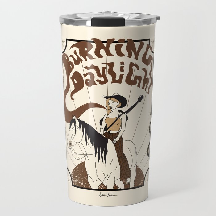 Burning Daylight - Black, Cream, Rust Travel Mug Gallery Image 1
