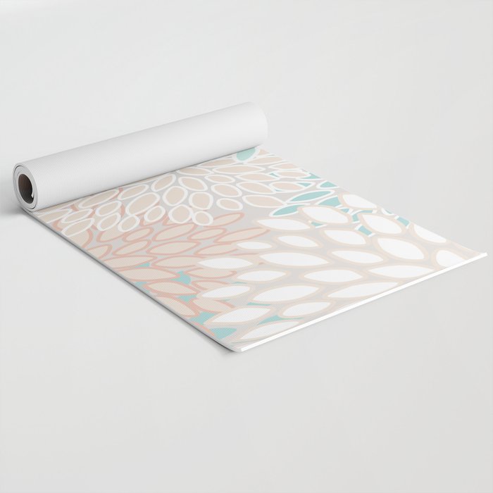 Floral Prints, Soft, Peach and Teal, Modern Print Art Yoga Mat Gallery Image 2