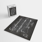Bass Guitar Patent - Bass Guitarist Art - Black Chalkboard Jigsaw Puzzle Gallery Image 2
