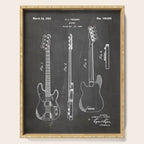 Bass Guitar Patent - Bass Guitarist Art - Black Chalkboard Serving Tray Gallery Image 1