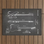 Bass Guitar Patent - Bass Guitarist Art - Black Chalkboard Outdoor Rug Gallery Image 1