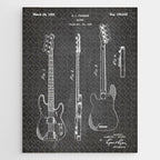 Bass Guitar Patent - Bass Guitarist Art - Black Chalkboard Jigsaw Puzzle Gallery Image 1