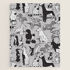Geometric sweet wet noses // grey background black and white dogs Jigsaw Puzzle Gallery Image 1