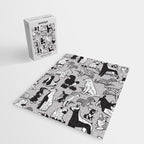 Geometric sweet wet noses // grey background black and white dogs Jigsaw Puzzle Gallery Image 2