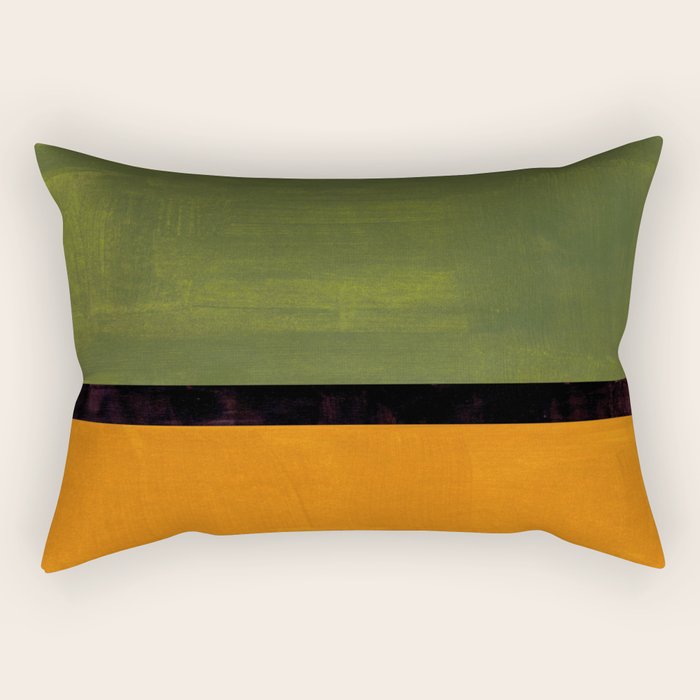 Olive Night Color Field Mid Century Modern Minimalist Rectangular Pillow Gallery Image 2