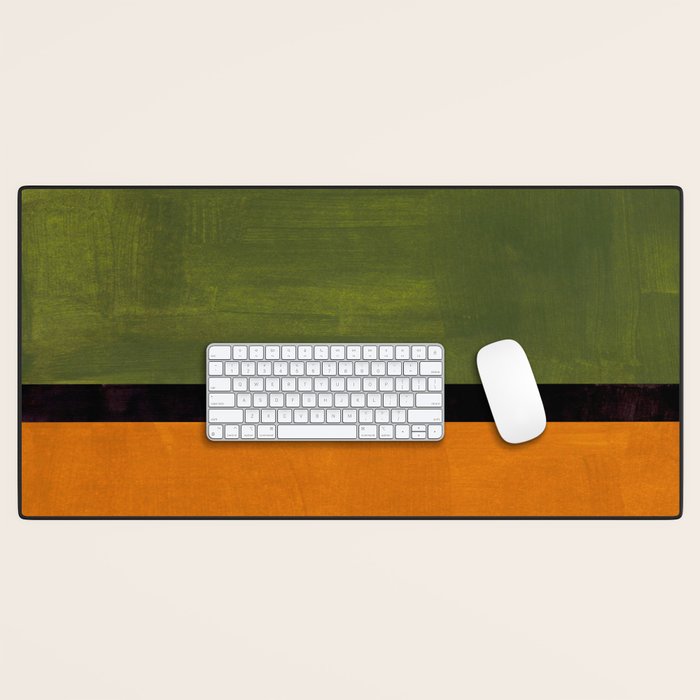 Olive Night Color Field Mid Century Modern Minimalist Desk Mat Gallery Image 1