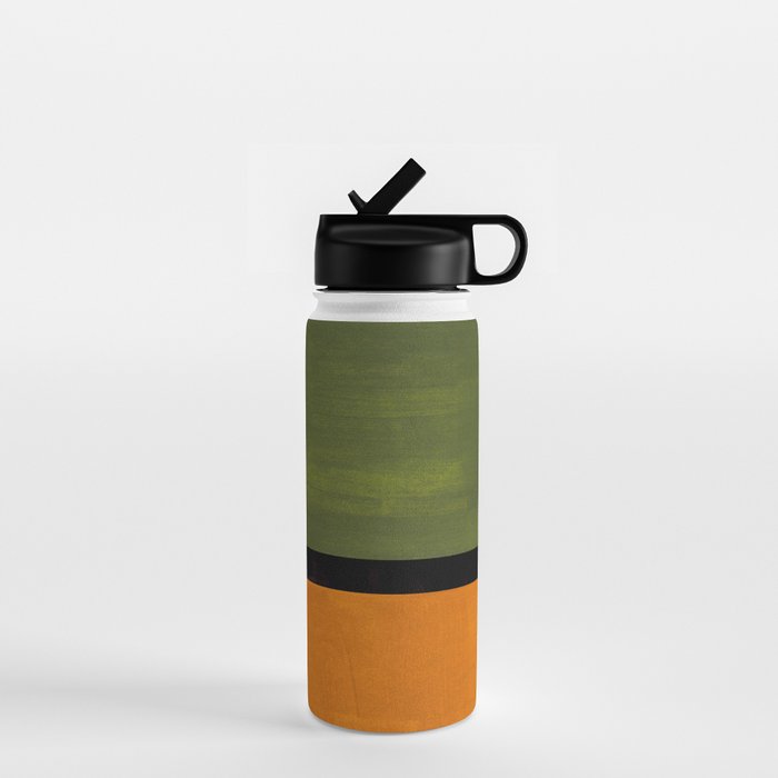Olive Night Color Field Mid Century Modern Minimalist Water Bottle Gallery Image 1