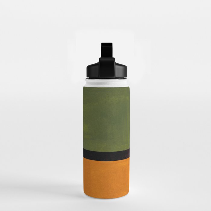 Olive Night Color Field Mid Century Modern Minimalist Water Bottle Gallery Image 2