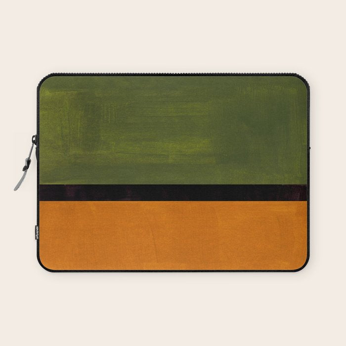 Olive Night Color Field Mid Century Modern Minimalist Laptop Sleeve Gallery Image 1