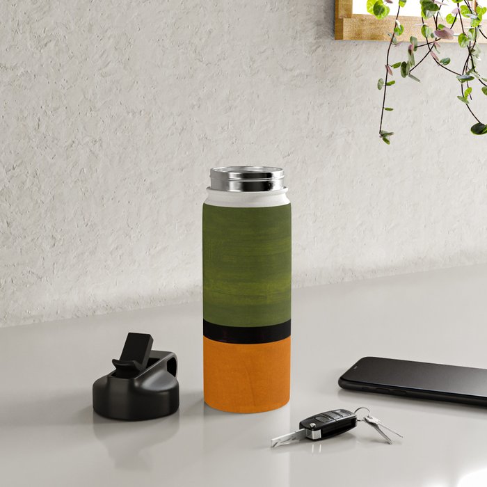 Olive Night Color Field Mid Century Modern Minimalist Water Bottle Gallery Image 4
