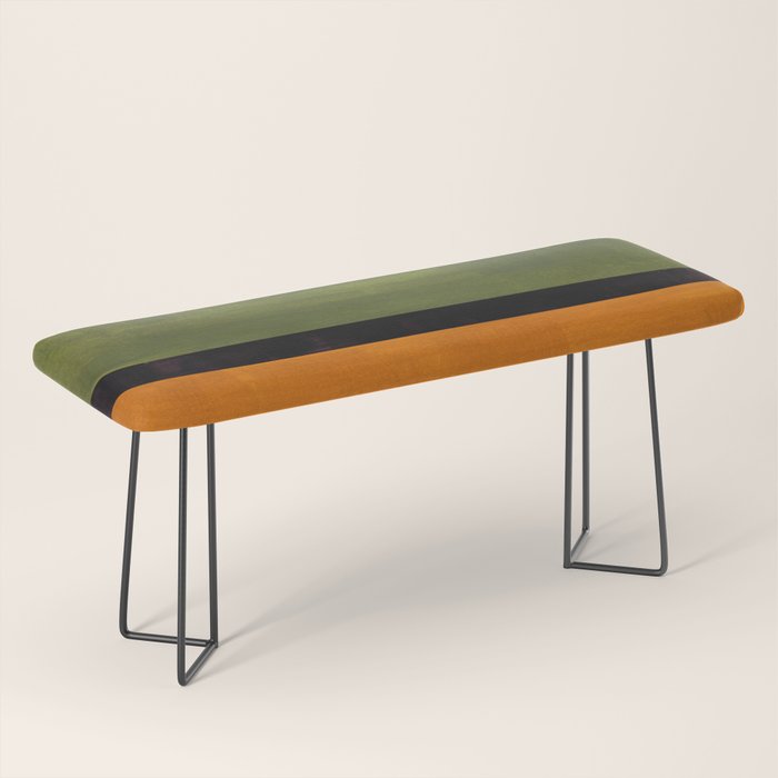 Olive Night Color Field Mid Century Modern Minimalist Bench Gallery Image 1