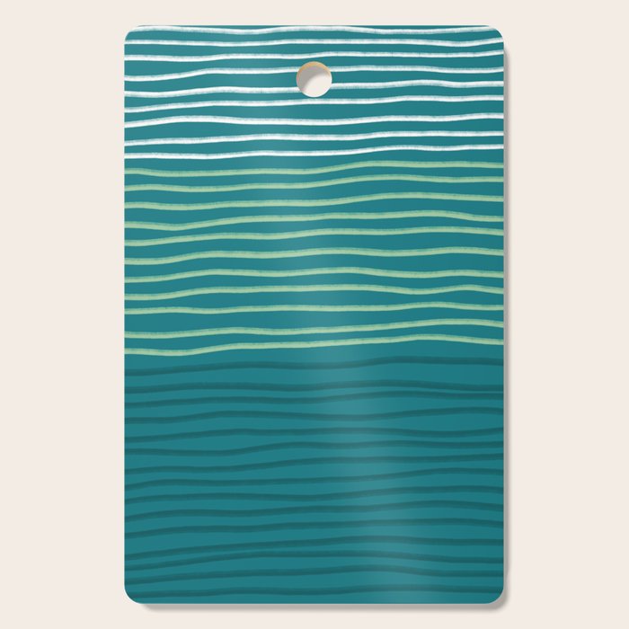 Sea Foam Blue Pinstripes Cutting Board Gallery Image 1