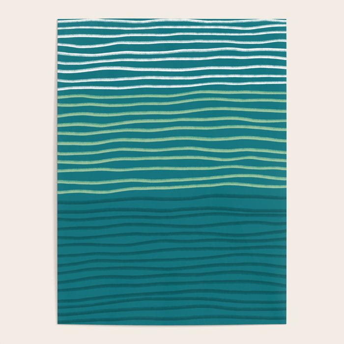 Sea Foam Blue Pinstripes Poster Gallery Image 4