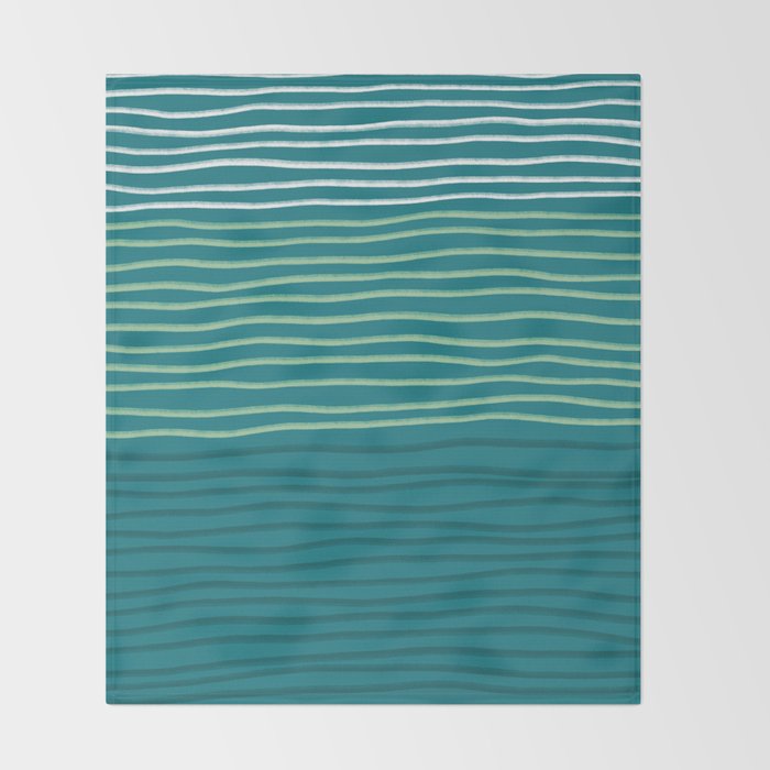 Sea Foam Blue Pinstripes Throw Blanket Gallery Image 2