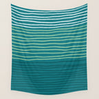 Sea Foam Blue Pinstripes Wall Tapestry Gallery Image 4